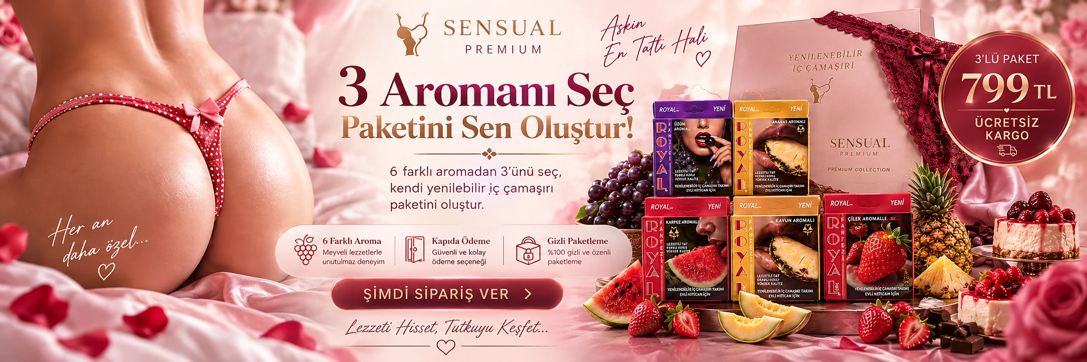 Sensual Premium 3'lü paket 799 TL kargo dahil
